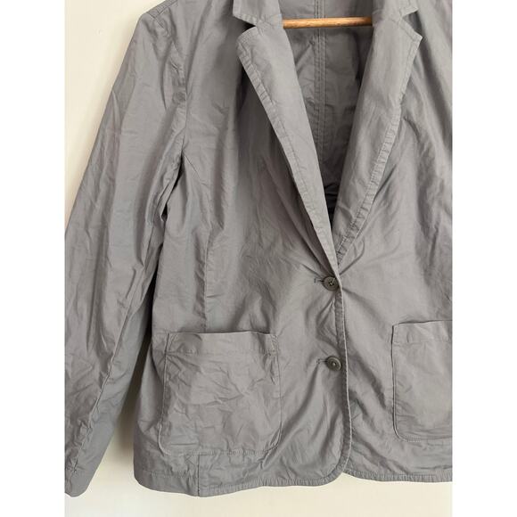 Eileen Fisher Womens M Cotton Poplin Notch Collar Blazer Jacket Gray Career - Picture 2 of 7